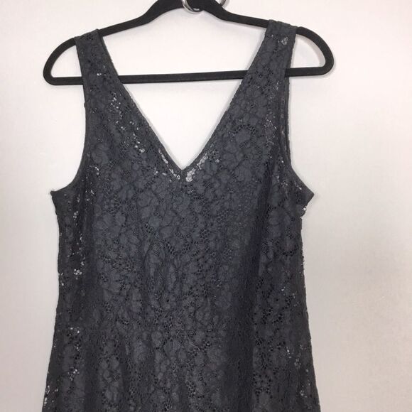 Formal black lace sleeveless dress with dress lining asymmetrical ruffle size M - Picture 2 of 11